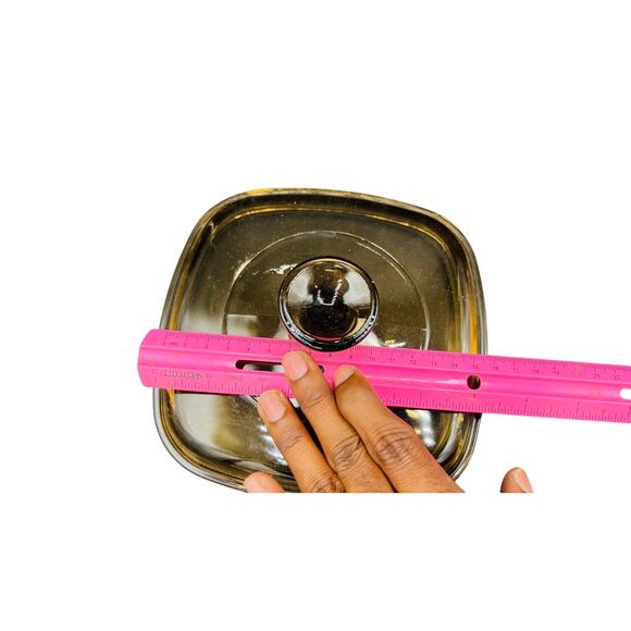 🔸 1 Pyrex Amber Glass Lid A-7-C 7"x7" Square Replacement Vintage Cookware - Picture 2 of 2